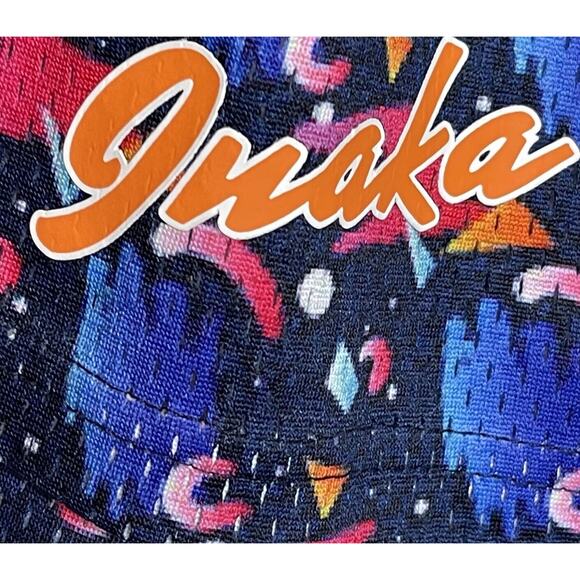 Inaka Power Shorts Mens Small Blue Pink Retro Print 5" Lightweight Stretch Mesh - Picture 3 of 9